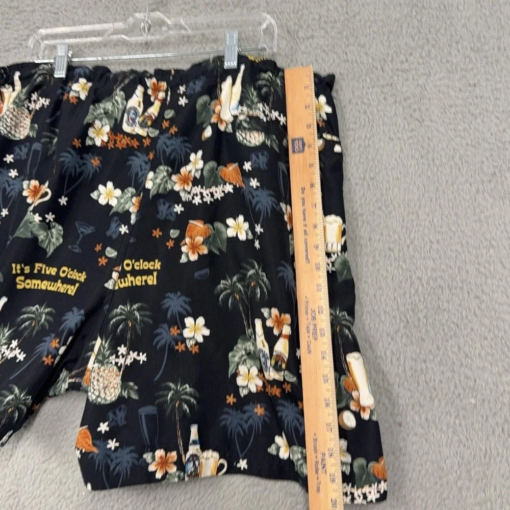 Big Dogs Swim Trunks Mens 2XL Black Hawaiian Beer Print Elastic Waist Mesh Lined